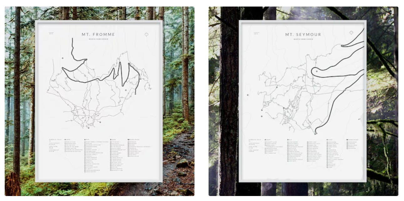 Elevated Trail Maps wall art