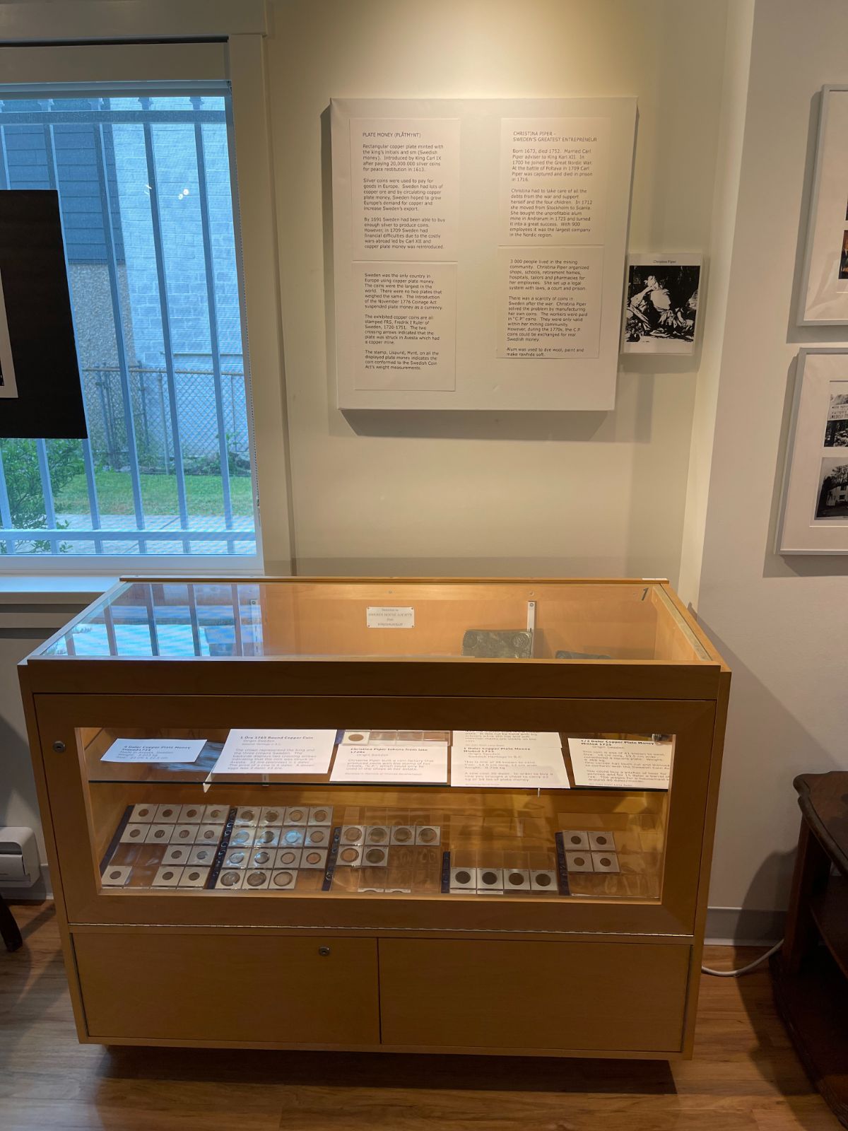 Old Swedish coins on display at the Swedish Heritage in BC Museum