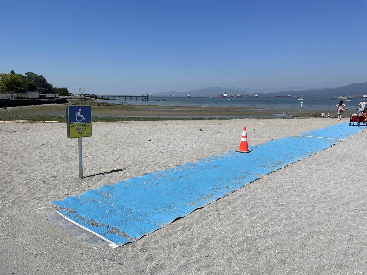 Accessible beach mat at kits beach in vancouver