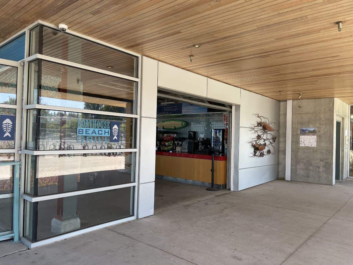 exterior of the boathouse beach grill concession at kits beach in vancouver