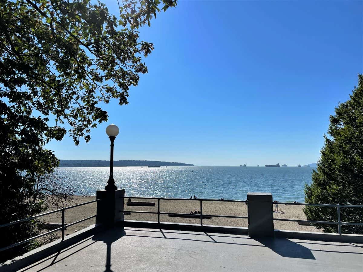 lookout to the water at english bay beach in vancouver