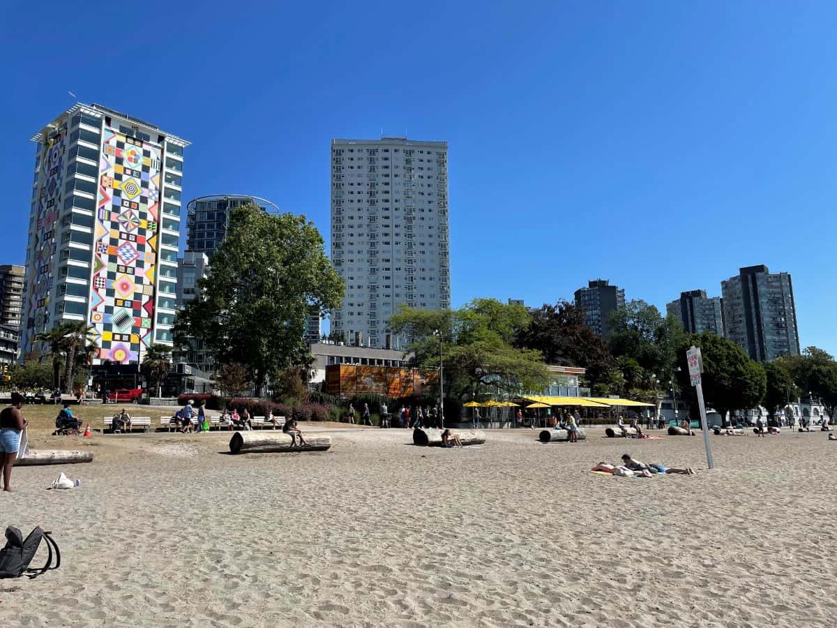 English bay beach in vancouver looking south east