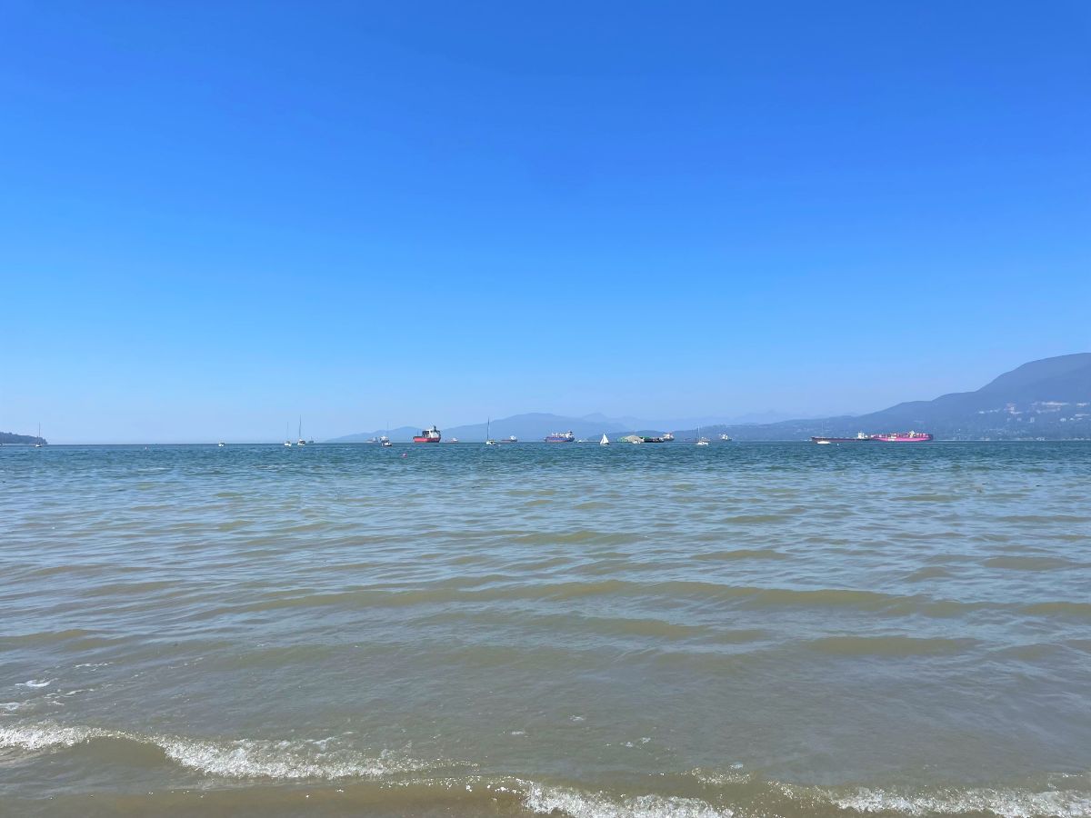 View of the ocean from kits beach in kitsilano