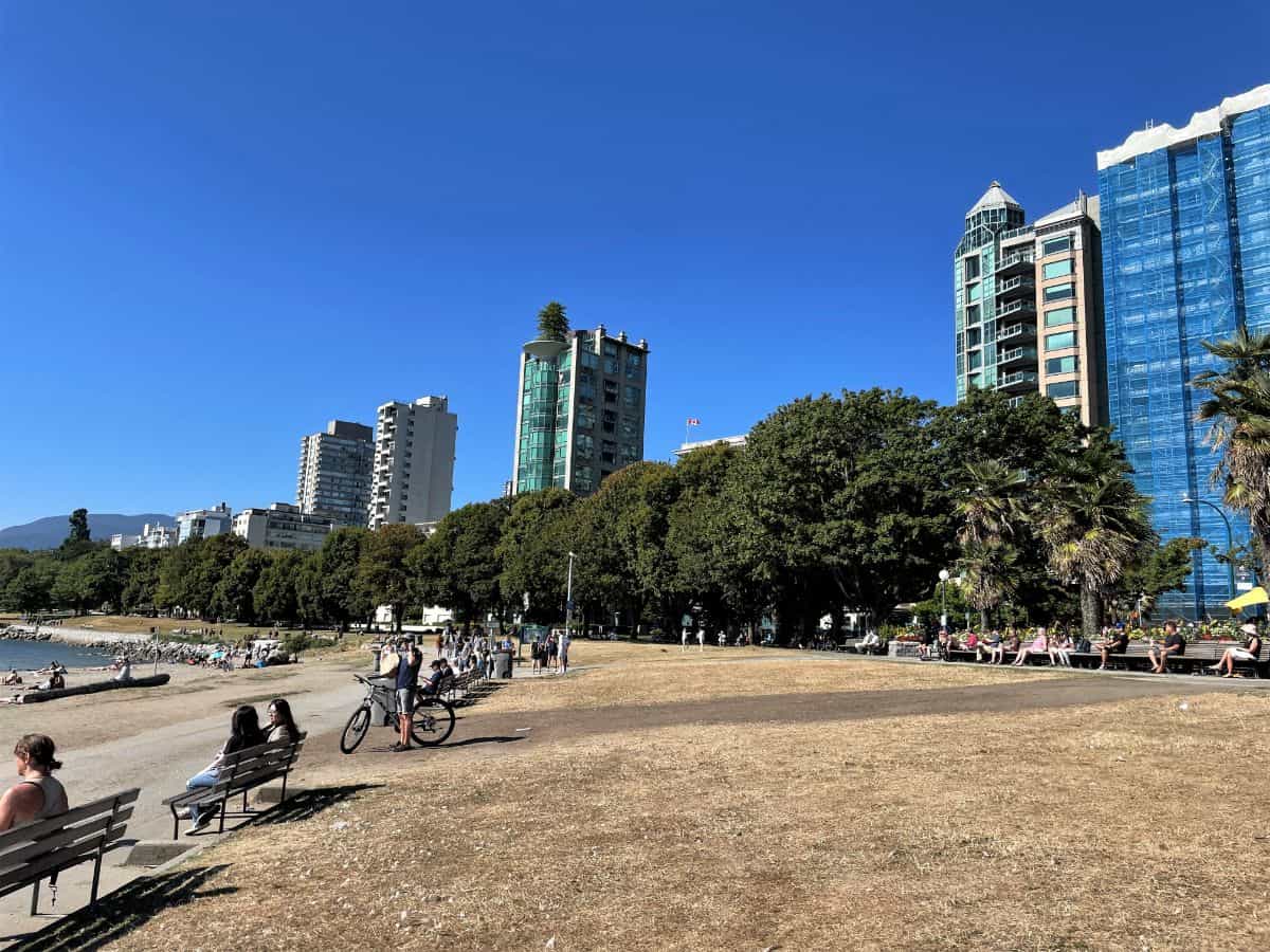 grass park area english bay in vancouver