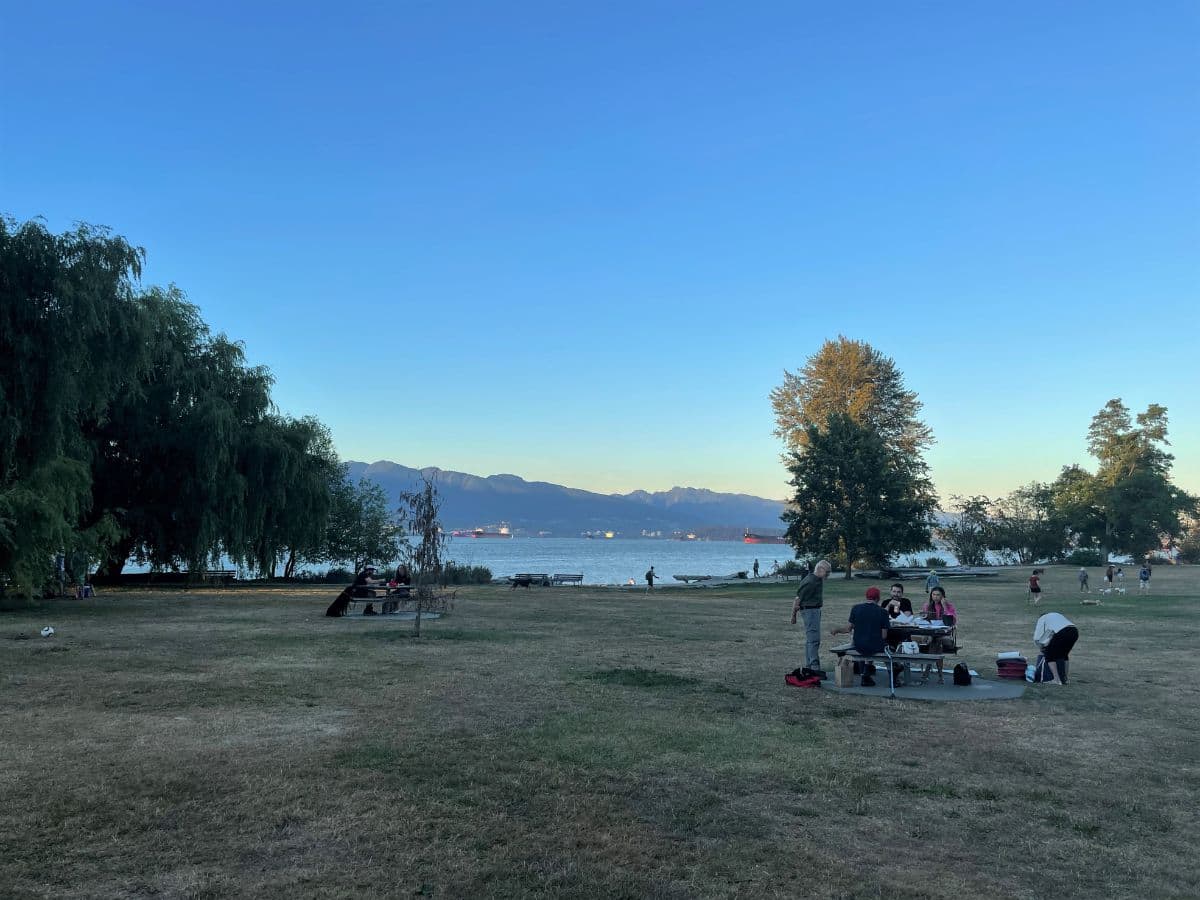 family picnic at spanish banks in vancouver