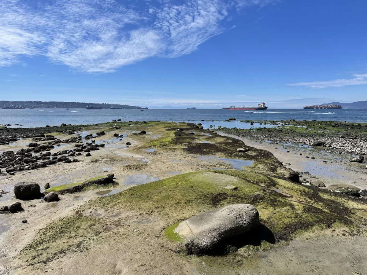 rock formations on the water at second beach in stanley park