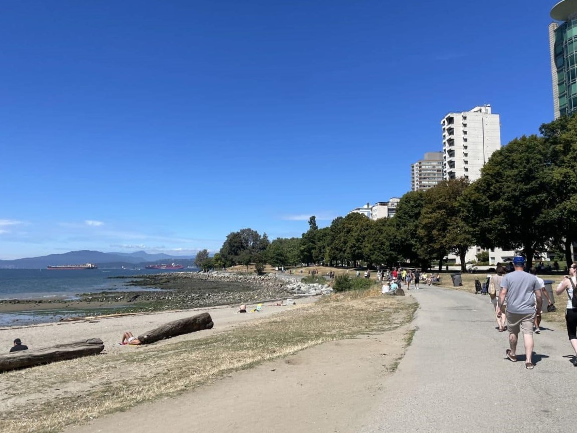 seawall at english bay in vancouver