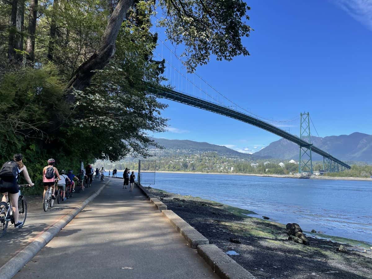 vancouver seawall looking toward lions gate bridge