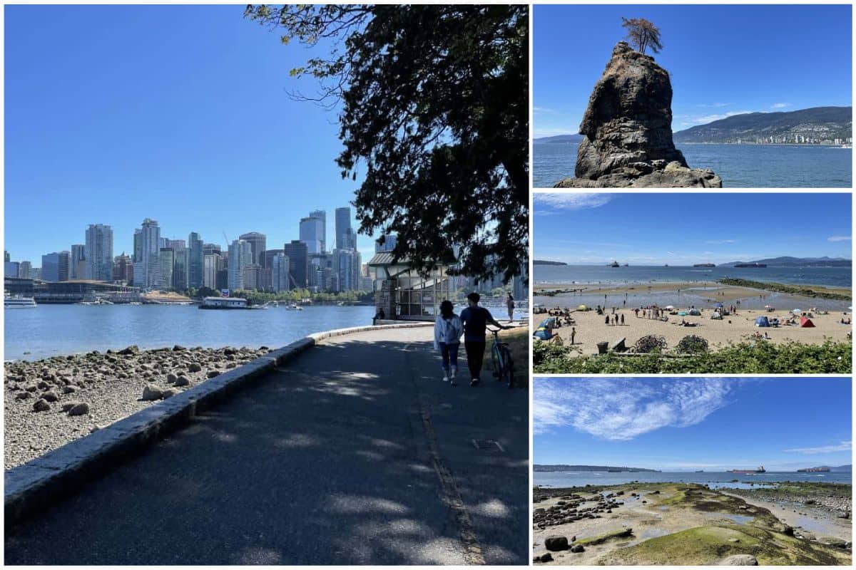 photo collage of stanley park seawall in vancouver