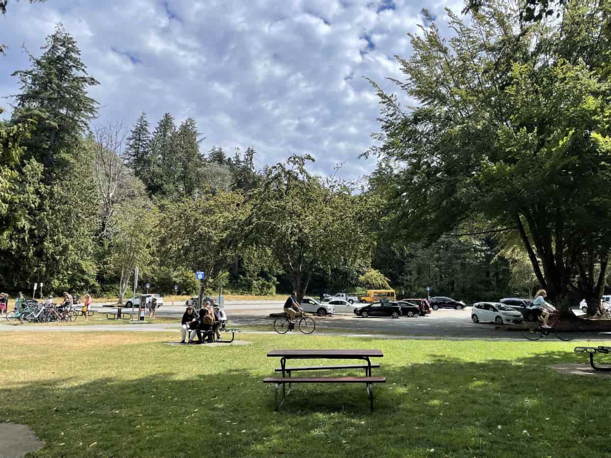 parking lot at third beach in vancouver