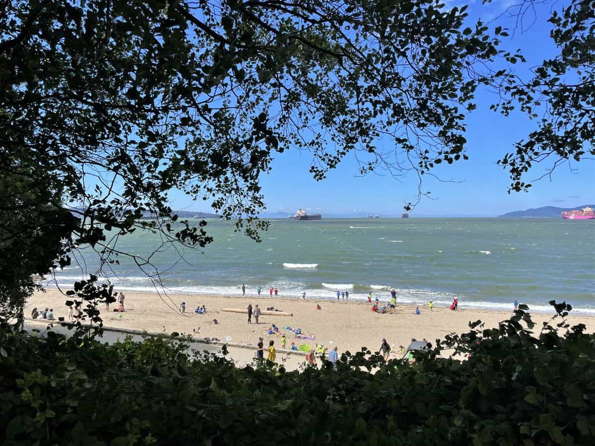 Overlook of third beach in vancouver on a summer day