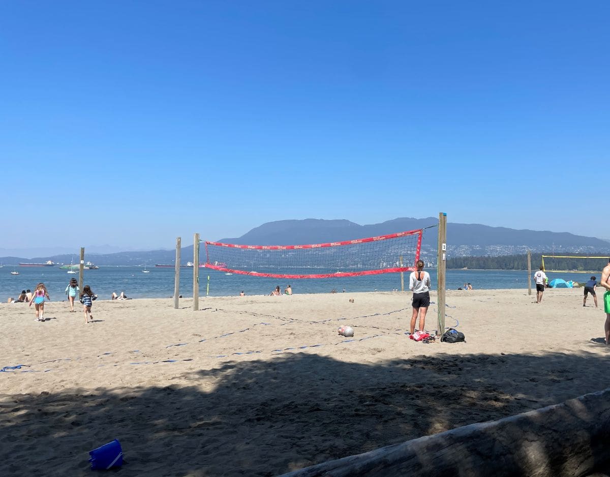 Beach volleyball net at kits beach in vancouver