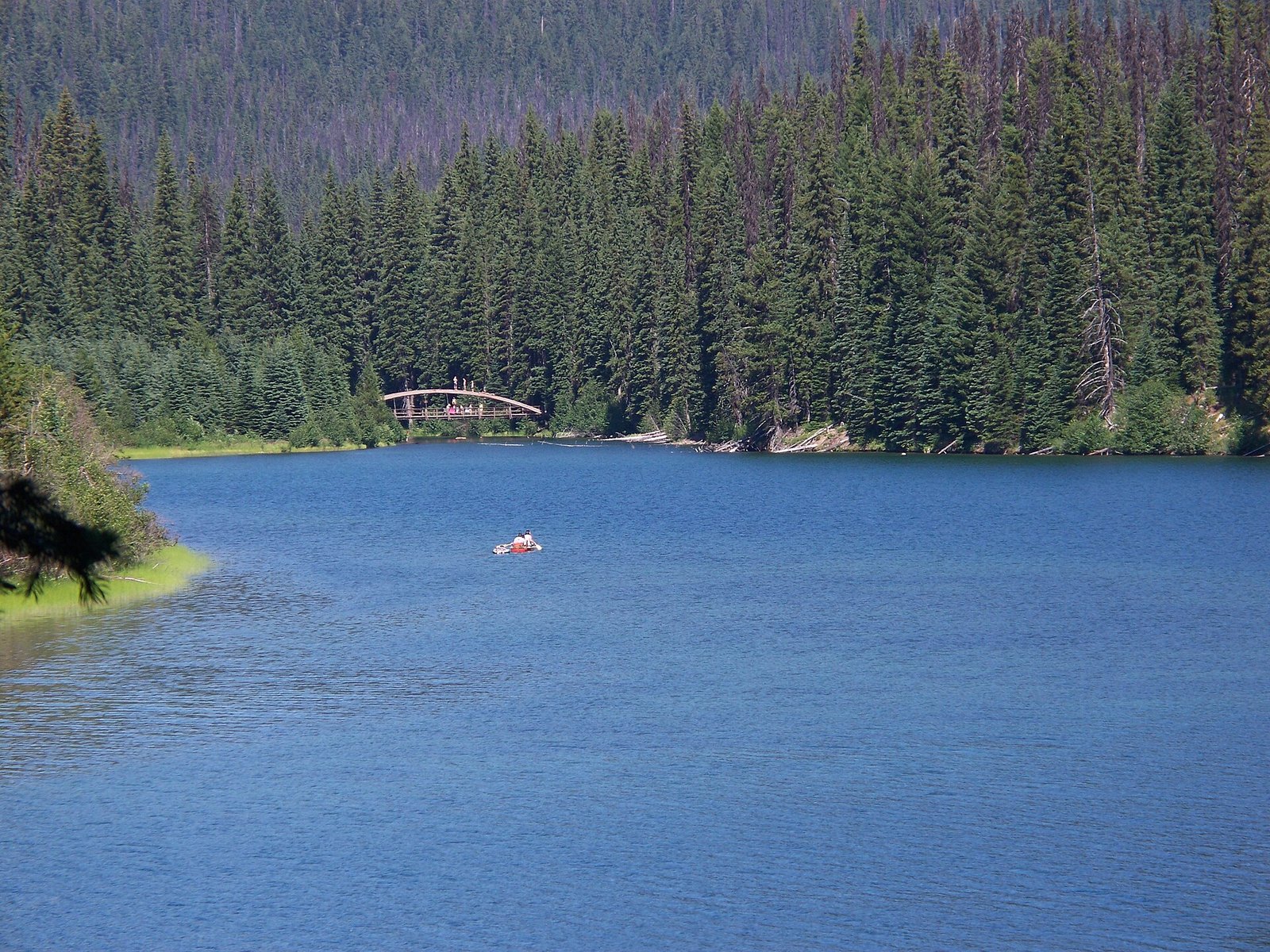 Canoe on Lightning Lake near Rainbow Bridge, Manning Park